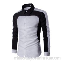 MISYAA Shirts for Men Long Sleeve Stripes Color Match Work Shirt Button Down Shirt Leisure Shirt Tank Top Mens Tops White B07MW7L3VX
